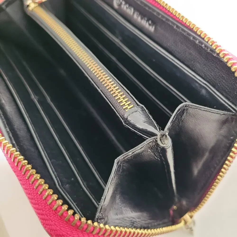Tory Burch Solid Pink Saffiano Leather Zip Around Large Wallet Long Clutch Fair